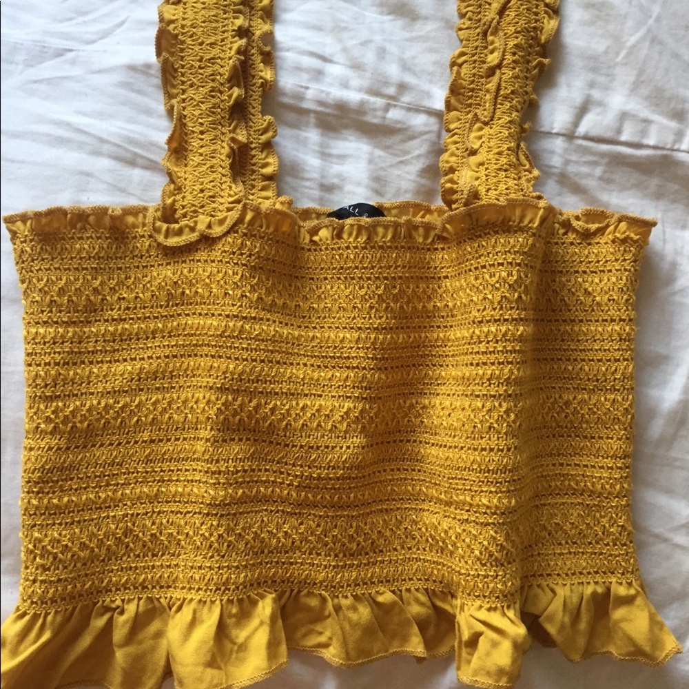 Kendal and Kylie mustard crop top